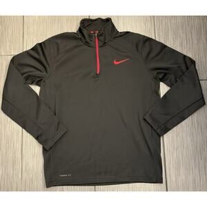 Nike Therma Fit Men’s Black/Red Quarter Zip Size Medium Pullover Mock Neck